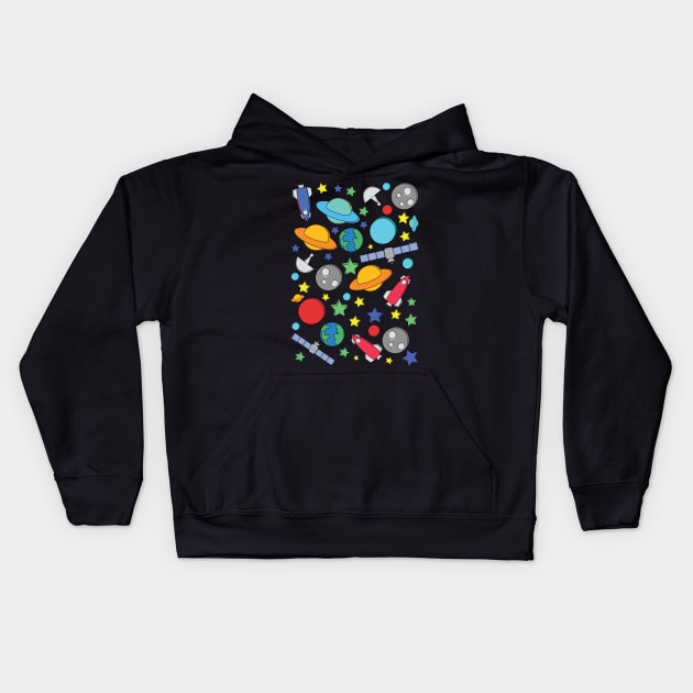 Space Pattern Kids Hoodie by nickemporium1